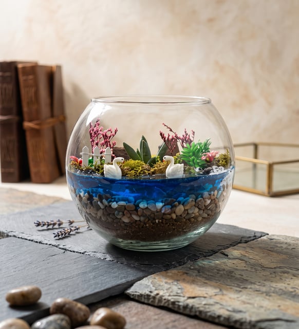 Cam Fanusta Haworthia Bitkili Tasarım Teraryum
