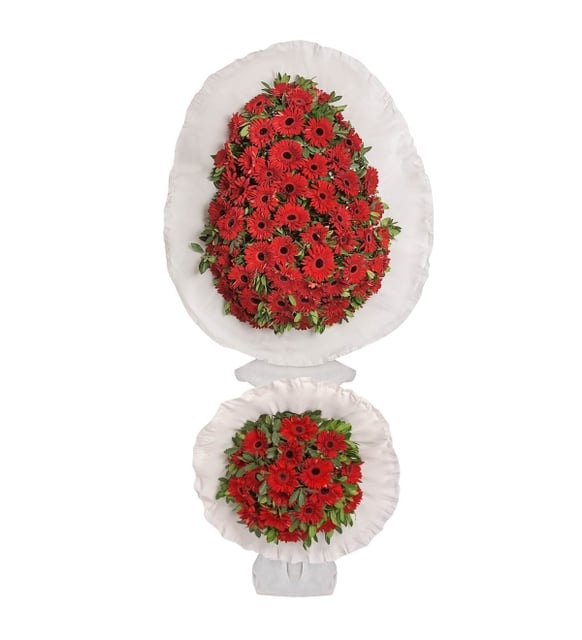 Kırmızı Gerbera Çift Katlı Çelenk