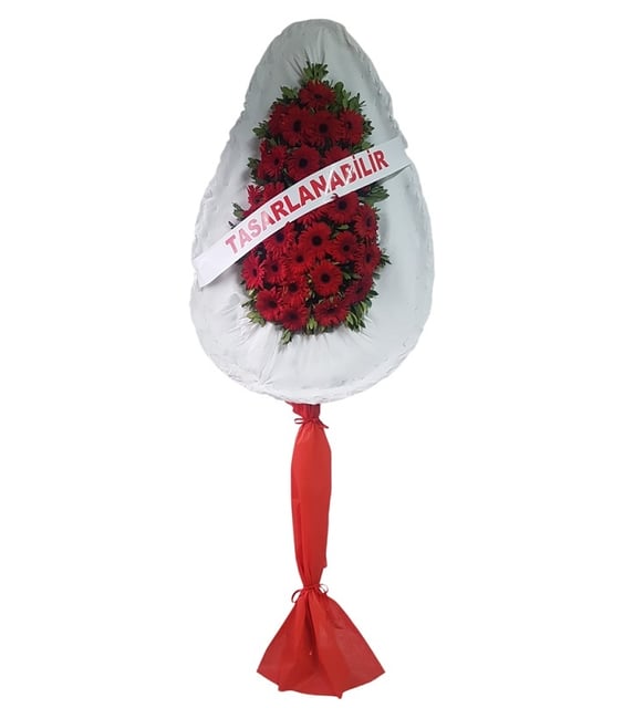 Tek Katlı Kırmızı Gerbera Ayaklı Çelenk (2MT)