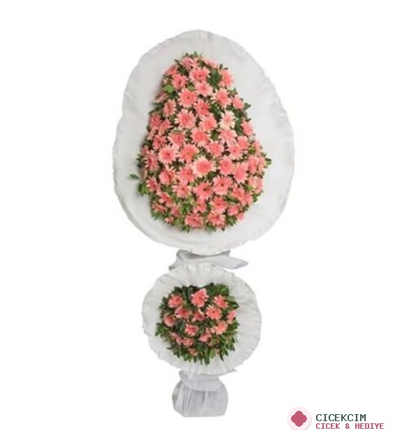 ÇİFT KAT PEMBE GERBERA ÇELENK